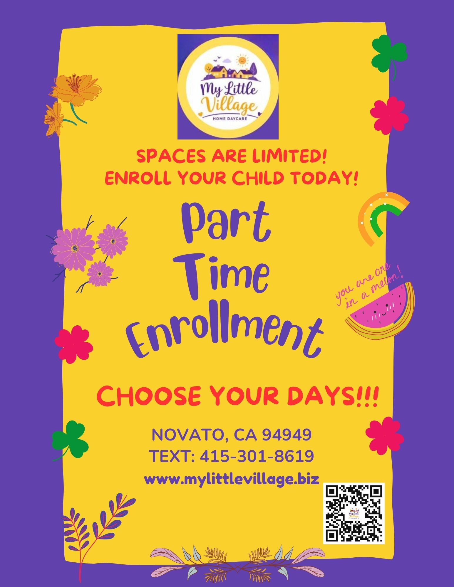 Part-time enrollment, limited availability, enroll today